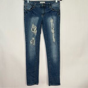 2.1 Denim Blue Wash Jeans Distressed Skinny Jeans Sz 28